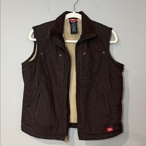 Dickies Unisex Brown Utility Vest with Pockets and Warm Lining